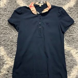 Burberry Women's Polo Button Shirt Navy Sz Medium